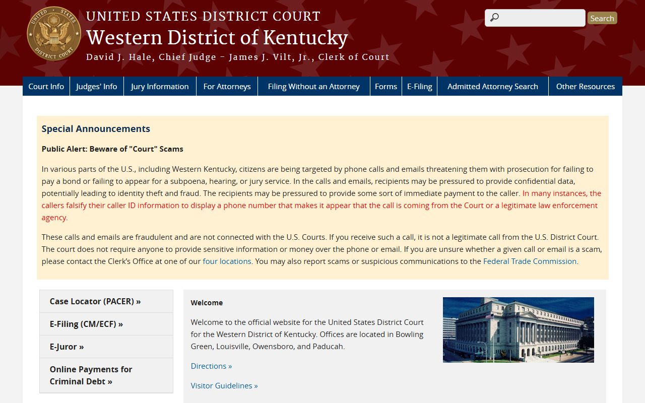 Meade County Circuit Court Clerk records federal court distinction source