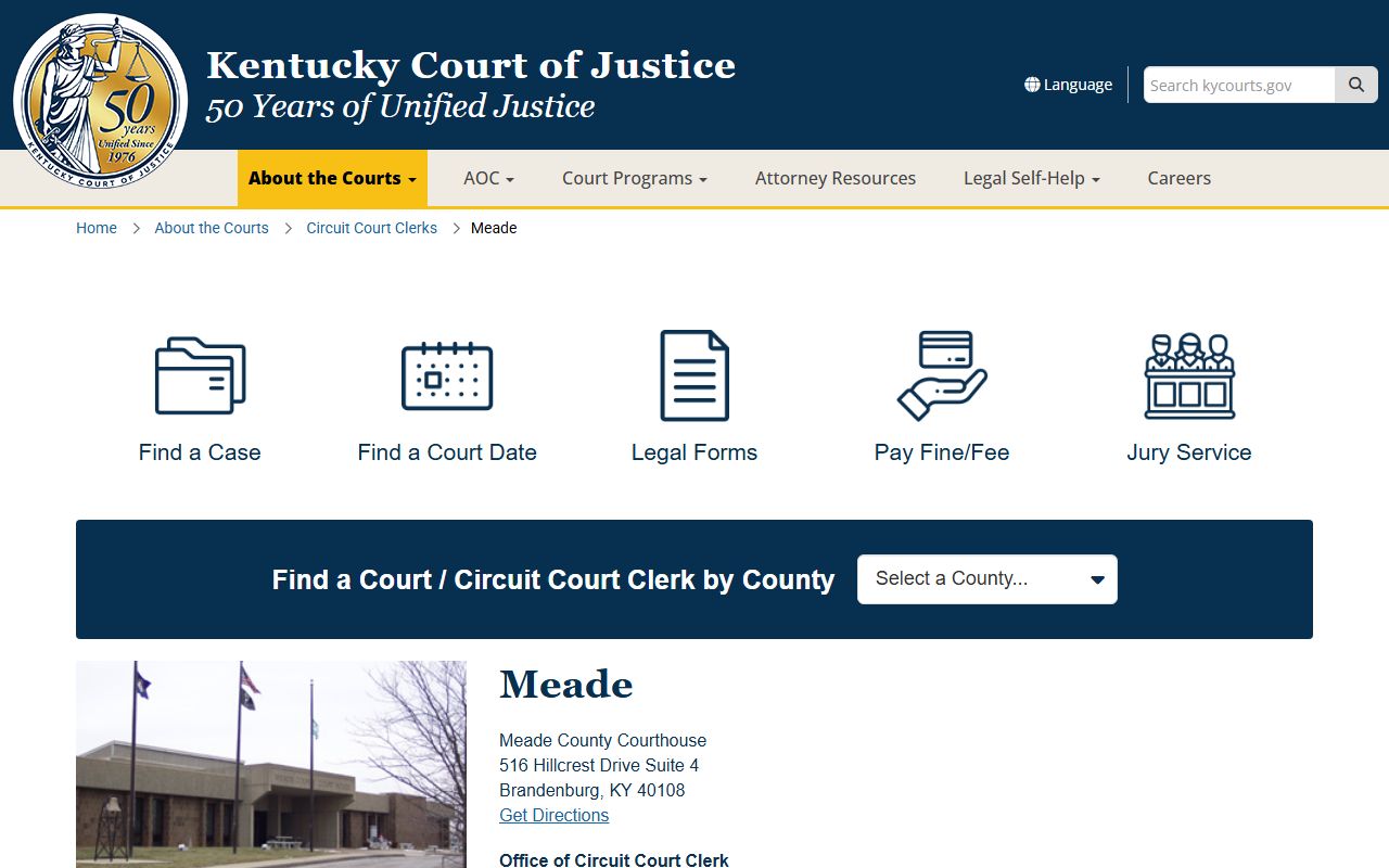 Meade County court records on the KCOJ county page