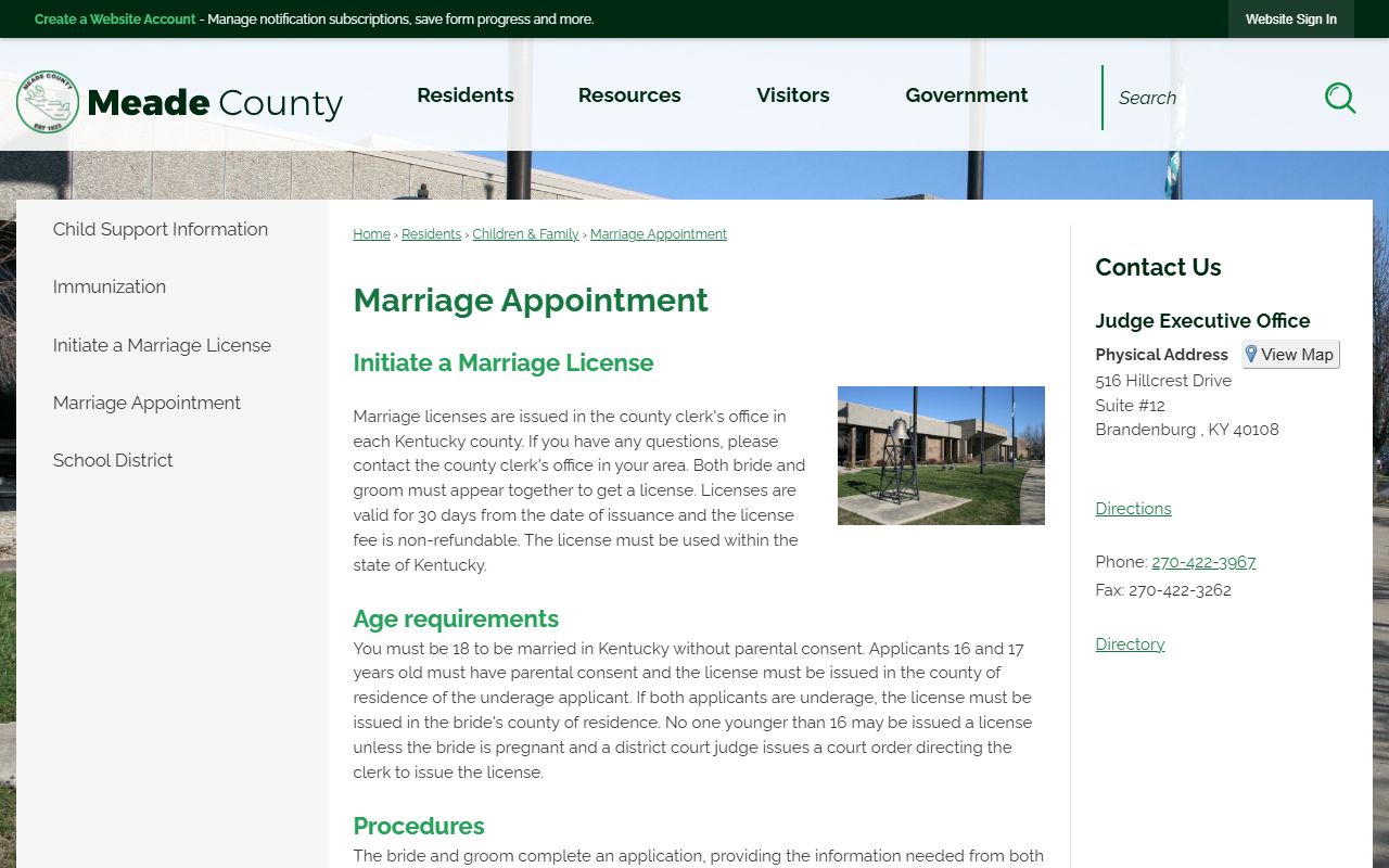 Meade County marriage and divorce records certified copy form source